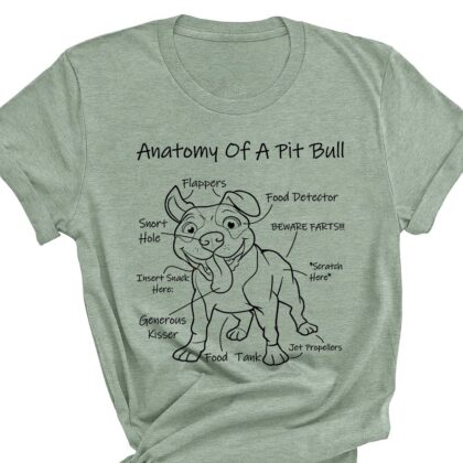 Anatomy of a Pitbull T-Shirt Heather Sage